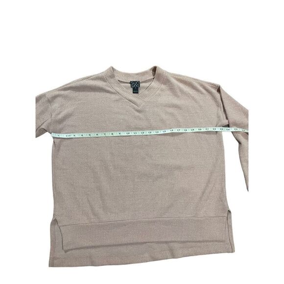 Clara Sun Woo  light pink Vneck sweater sz small split hem ribbed knit - Picture 7 of 10